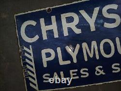 Panneau d'émail double face Chrysler en porcelaine 42x20 pouces