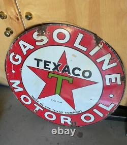 Panneau d'huile moteur double face en porcelaine TEXACO Vintage 42