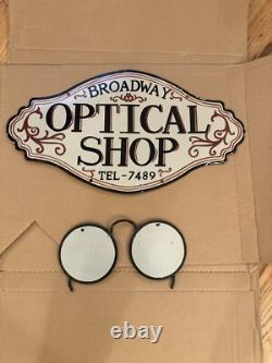 Panneau de Lunettes de Magasin Optique Vintage Deux Pièces Rare Porcelaine Double Face
