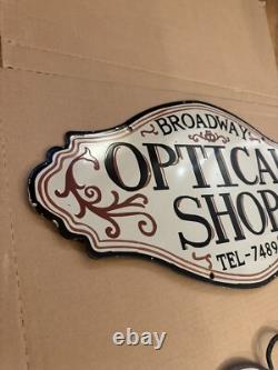 Panneau de Lunettes de Magasin Optique Vintage Deux Pièces Rare Porcelaine Double Face