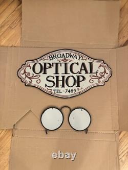 Panneau de Lunettes de Magasin Optique Vintage Deux Pièces Rare Porcelaine Double Face