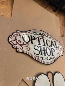 Panneau de Lunettes de Magasin Optique Vintage Deux Pièces Rare Porcelaine Double Face