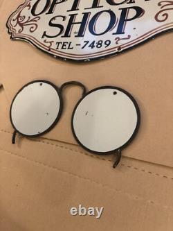 Panneau de Lunettes de Magasin Optique Vintage Deux Pièces Rare Porcelaine Double Face