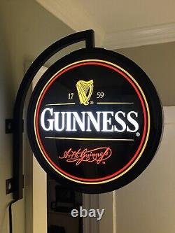 Panneau de bière Guinness Harp Double Face avec Lumière de Pub Globale Montée sur le Côté