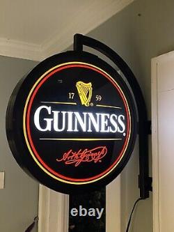 Panneau de bière Guinness Harp Double Face avec Lumière de Pub Globale Montée sur le Côté