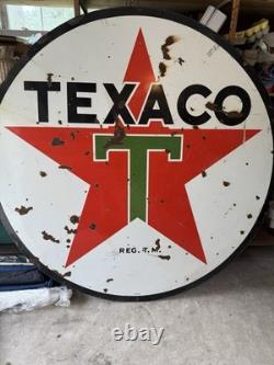 Panneau de concessionnaire Texaco en porcelaine double face de 6 pieds 1954