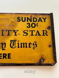 Panneau de journal RARE Vintage The Kansas City Star & panneau DOUBLE-SIDED KEEP OUT