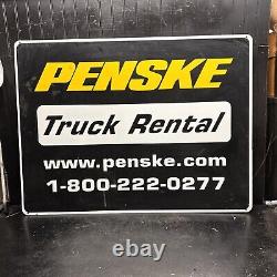 Panneau de location de camion Penske en métal vintage double face 40 pouces x 30 pouces publicité