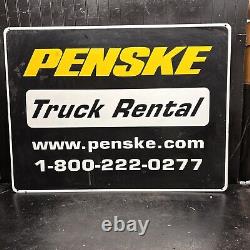 Panneau de location de camion Penske en métal vintage double face 40 pouces x 30 pouces publicité