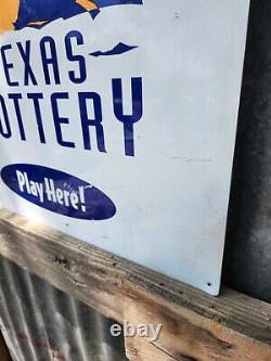 Panneau de loterie du Texas vintage en métal 18x24 double face de 1994