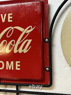 Panneau de marqueur double face Vintage Coca Cola des années 1940 pour l'allée d'épicerie avec la ligne verte 1 et 2