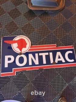 Panneau de pièces de concessionnaire à double face Pontiac antique avec tête indienne