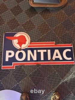 Panneau de pièces de concessionnaire à double face Pontiac antique avec tête indienne