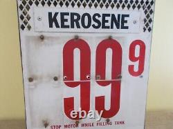 Panneau de station-service vintage à double face avec numéros de prix d'origine en kérosène