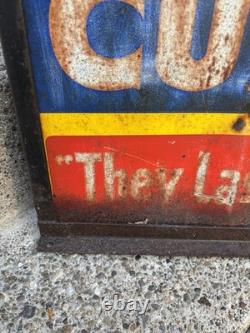 Panneau de trottoir en métal ancien original avec des cubes de glace - panneau commercial double face