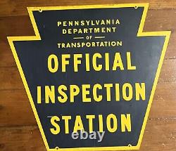 Panneau double face de station d'inspection officielle du département des transports de Pennsylvanie de l'époque