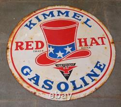 Panneau double face en émail de porcelaine 32x32 pouces Kimmel Red Hat Gasoline Approx