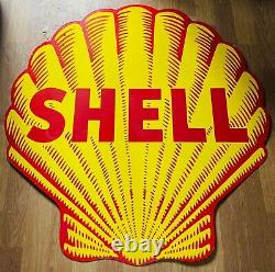 Panneau double face en émail de porcelaine lourd de 48 pouces de la marque de carburant Shell.