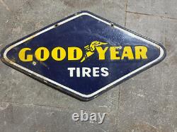 Panneau émaillé Good Year Tires en porcelaine, taille 10x18 pouces, double face