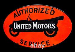 Panneau émaillé Porcelain United Motors 42x26 pouces double face