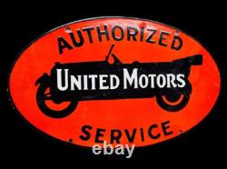 Panneau émaillé Porcelain United Motors 42x26 pouces double face