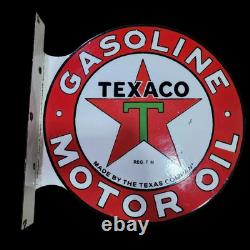 Panneau émaillé Texaco en porcelaine 18x18 pouces double face avec rebord