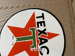 Panneau émaillé Texaco en porcelaine Taille 36 pouces double face