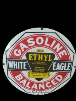 Panneau émaillé aigle blanc en porcelaine taille 30x30 pouces double face