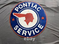 Panneau émaillé de service Pontiac en porcelaine taille 24x24 pouces double face