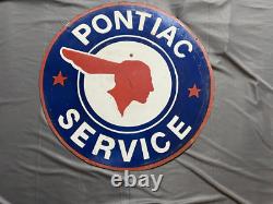 Panneau émaillé de service Pontiac en porcelaine taille 24x24 pouces double face