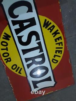 Panneau émaillé en porcelaine Castrol 28x16 pouces double face avec rebord