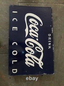 Panneau émaillé en porcelaine Coca-Cola 24x16 pouces double face