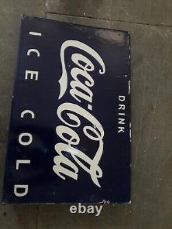 Panneau émaillé en porcelaine Coca-Cola 24x16 pouces double face