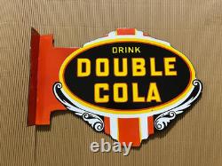 Panneau émaillé en porcelaine Double Cola taille 24x16 pouces double face avec rebord
