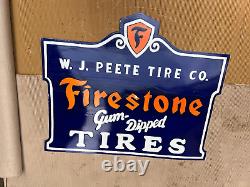 Panneau émaillé en porcelaine Firestone Tires, trempé dans le caoutchouc, taille 36 pouces, double face