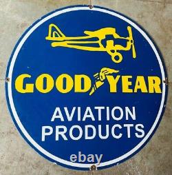 Panneau émaillé en porcelaine Good Year Aviation Taille 30x30 pouces double face
