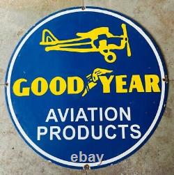 Panneau émaillé en porcelaine Good Year Aviation Taille 30x30 pouces double face