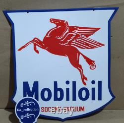 Panneau émaillé en porcelaine Mobil Oil Socony-Vacuum 24 x 24 pouces double face