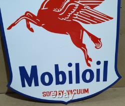 Panneau émaillé en porcelaine Mobil Oil Socony-Vacuum 24 x 24 pouces double face