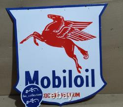 Panneau émaillé en porcelaine Mobil Oil Socony-Vacuum 24 x 24 pouces double face