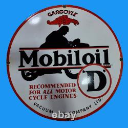 Panneau émaillé en porcelaine Mobiloil D Taille 30x30 pouces double face