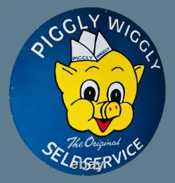 Panneau émaillé en porcelaine Piggly Eiggly Taille 30x30 pouces double face