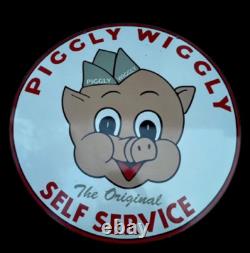 Panneau émaillé en porcelaine Piggly-wiggly 30x30 pouces double face