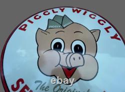 Panneau émaillé en porcelaine Piggly-wiggly 30x30 pouces double face