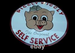 Panneau émaillé en porcelaine Piggly-wiggly 30x30 pouces double face
