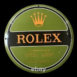 Panneau émaillé en porcelaine Rolex 30x30 pouces double face