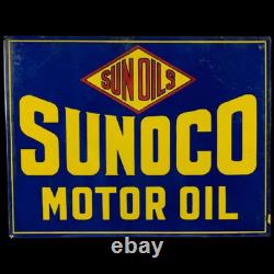 Panneau émaillé en porcelaine Sunoco 30x20 pouces double face