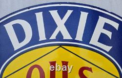 Panneau émaillé en porcelaine de gazole Dixie Oils 36 x 27 pouces double face