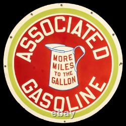 Panneau émaillé en porcelaine de l'essence Associated Gasoline, 36 pouces, double face