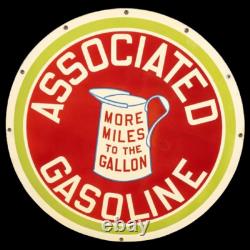 Panneau émaillé en porcelaine de l'essence Associated Gasoline, 36 pouces, double face